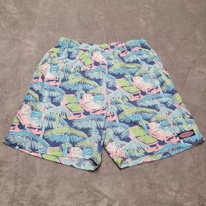 Vineyard Vines Mens L Board Shorts Mesh Lined Blue Green Pocket Beach Swim Trunk